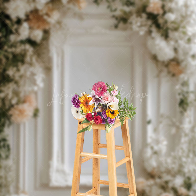 Lofaris Romantic Floral Holy White Wall Wedding Backdrop