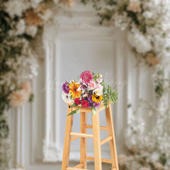 Lofaris Romantic Floral Holy White Wall Wedding Backdrop