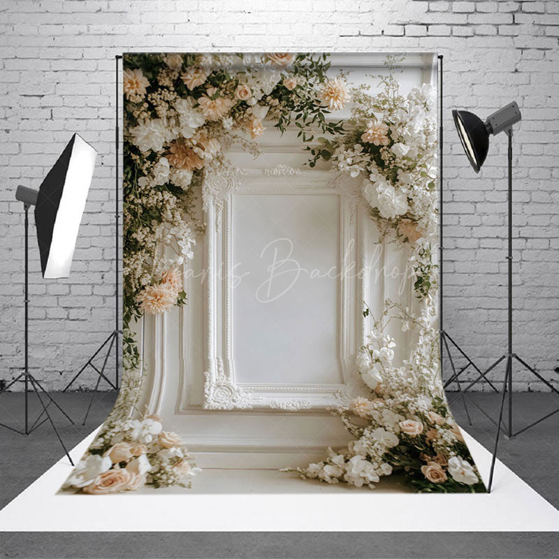 Lofaris Romantic Floral Holy White Wall Wedding Backdrop