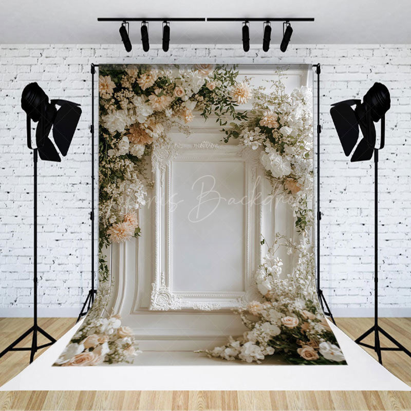 Lofaris Romantic Floral Holy White Wall Wedding Backdrop
