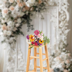 Lofaris Romantic Floral Holy White Wedding Photo Backdrop