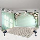 Lofaris Romantic Green Wall Floral Wedding Room Set Backdrop
