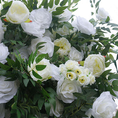 Lofaris Romantic Greenery White Rose Artificial Flower Wall