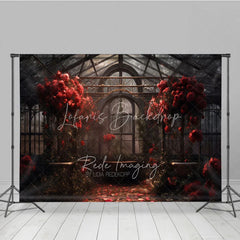 Lofaris Romantic Greenhouse Valentine Day Backdrop Red Roses Glass House Garden Background Wedding Photography Studio Prop