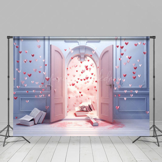 Lofaris Romantic Hearts Pink Purple Retro Wall Photo Backdrop