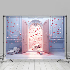 Lofaris Romantic Hearts Pink Purple Retro Wall Photo Backdrop