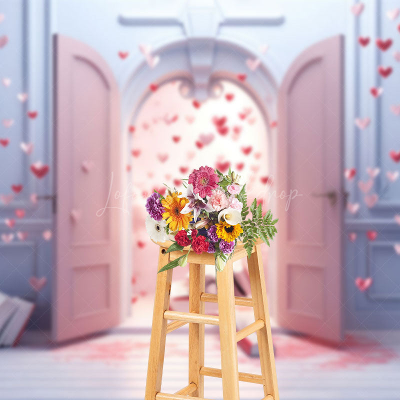 Lofaris Romantic Hearts Pink Purple Retro Wall Photo Backdrop