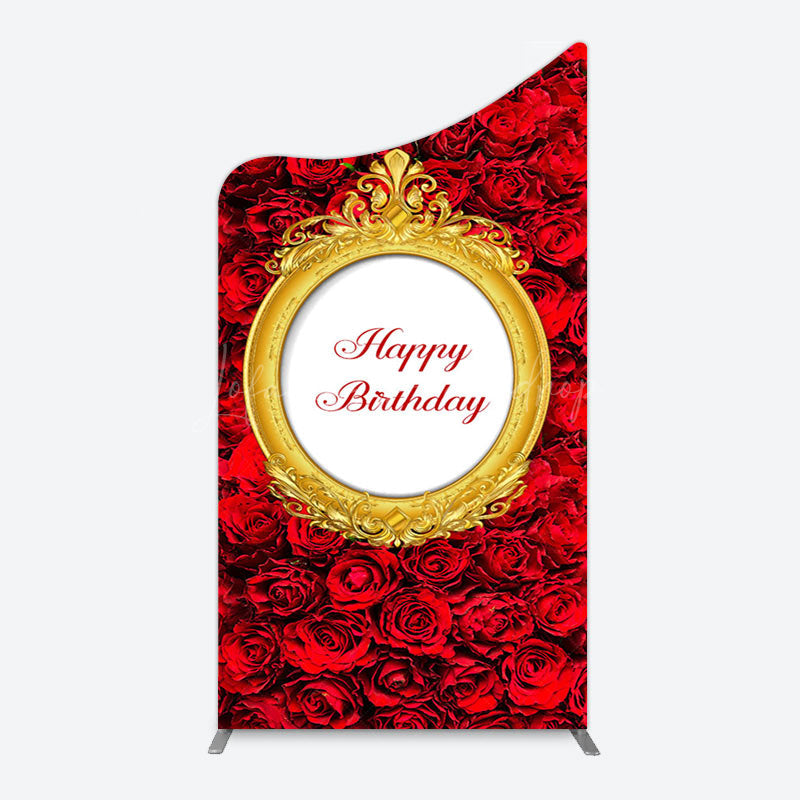 Lofaris Romantic Hot Red Rose Happy Birthday Arch Backdrop