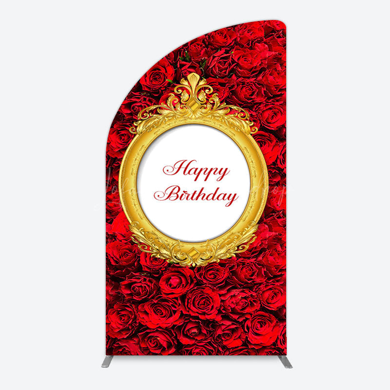 Lofaris Romantic Hot Red Rose Happy Birthday Arch Backdrop