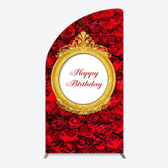Lofaris Romantic Hot Red Rose Happy Birthday Arch Backdrop