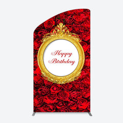 Lofaris Romantic Hot Red Rose Happy Birthday Arch Backdrop