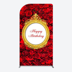 Lofaris Romantic Hot Red Rose Happy Birthday Arch Backdrop