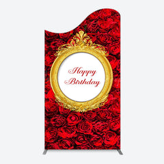 Lofaris Romantic Hot Red Rose Happy Birthday Arch Backdrop