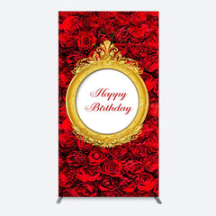 Lofaris Romantic Hot Red Rose Happy Birthday Arch Backdrop