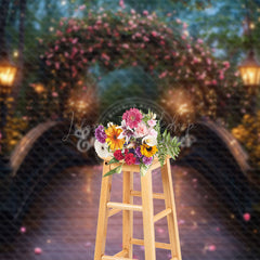 Lofaris Romantic Light Pink Floral Bridge Wedding Backdrop