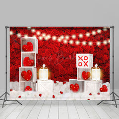 Lofaris Romantic Lighted Red Rose Hearts Combo Set Backdrop
