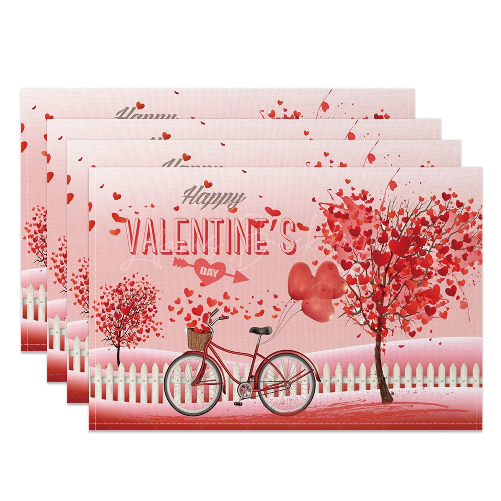 Lofaris Romantic Love Tree Bike Fence Set Of 4 Placemats