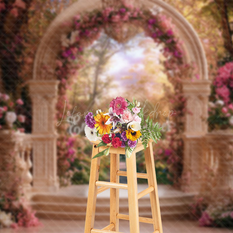 Lofaris Romantic Luxury Arch Pink Floral Wedding Backdrop