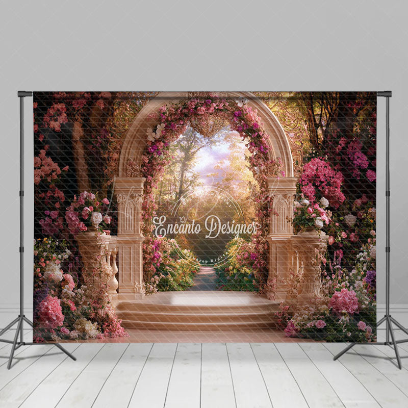 Lofaris Romantic Luxury Arch Pink Floral Wedding Backdrop