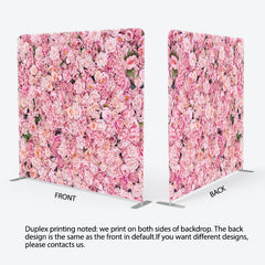 Lofaris Romantic Pink Blooming Rose Square Tension Backdrop