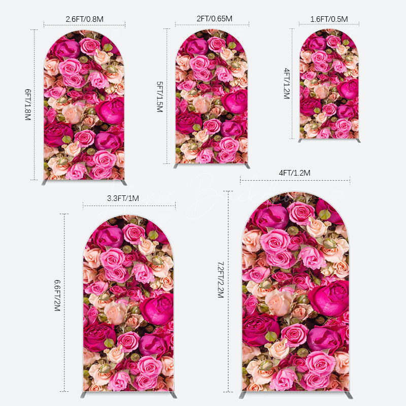 Lofaris Romantic Pink Champagne Rose Wedding Arch Backdrop
