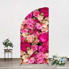 Lofaris Romantic Pink Champagne Rose Wedding Half Moon Arch Backdrop