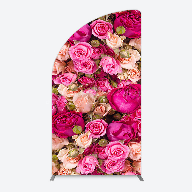 Lofaris Romantic Pink Champagne Rose Wedding Half Moon Arch Backdrop