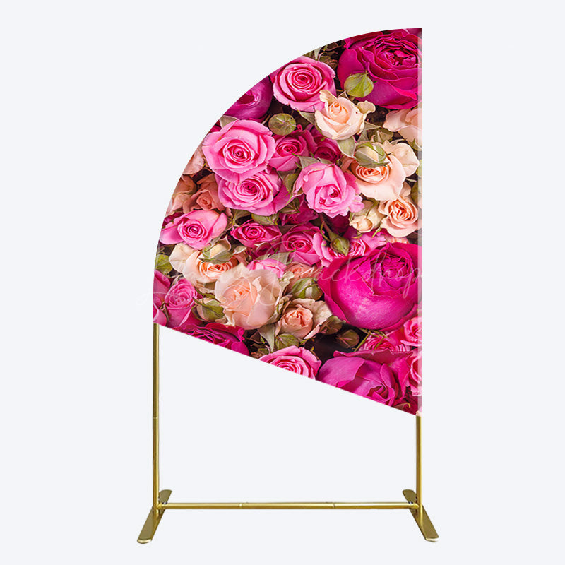 Lofaris Romantic Pink Champagne Rose Wedding Half Moon Arch Backdrop