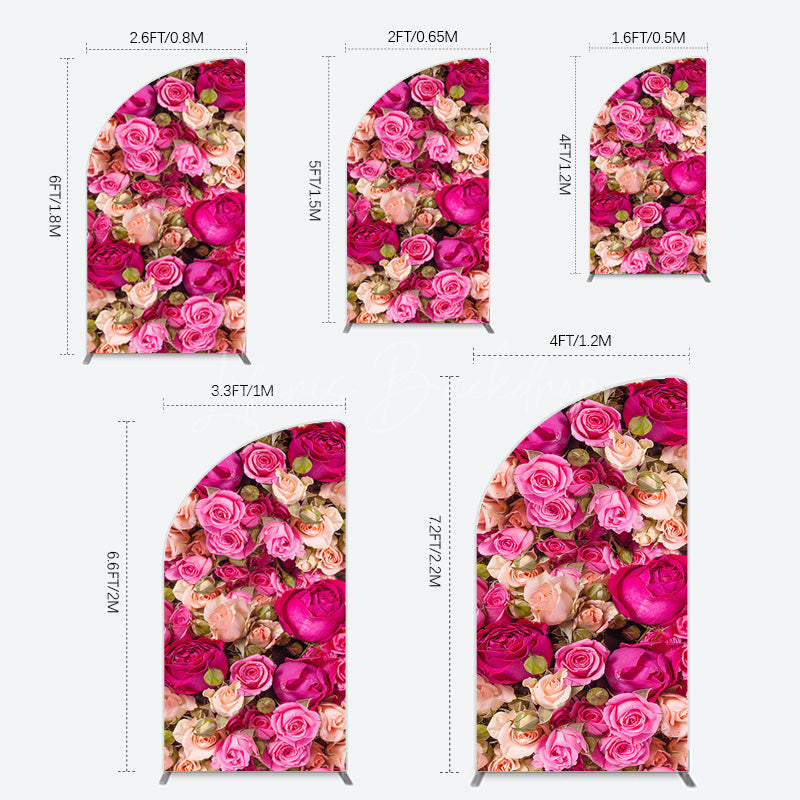 Lofaris Romantic Pink Champagne Rose Wedding Half Moon Arch Backdrop