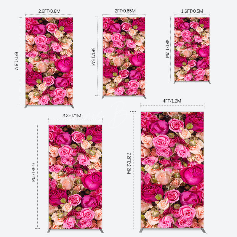 Lofaris Romantic Pink Champagne Rose Wedding Rectangle Backdrop