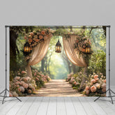 Lofaris Romantic Pink Floral Arch Curtain Wedding Backdrop