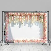 Lofaris Romantic Pink Floral Border Wedding Photo Backdrop
