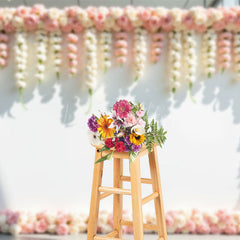 Lofaris Romantic Pink Floral Border Wedding Photo Backdrop