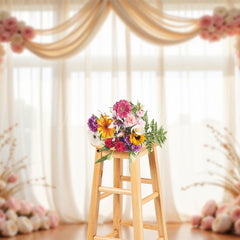 Lofaris Romantic Pink Floral Drapery Wedding Photo Backdrop
