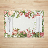 Lofaris Romantic Pink Floral Leaves Spring Set Of 4 Placemats