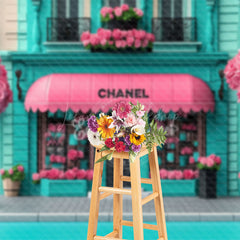 Lofaris Romantic Pink Floral Tree Green Luxury Store Backdrop