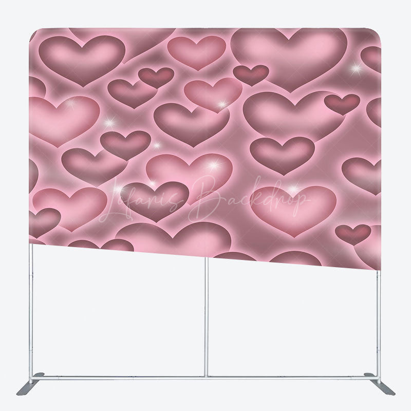 Lofaris Romantic Pink Heart Wedding Square Tension Backdrop