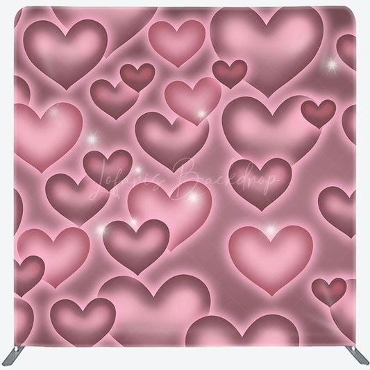 Lofaris Romantic Pink Heart Wedding Square Tension Backdrop