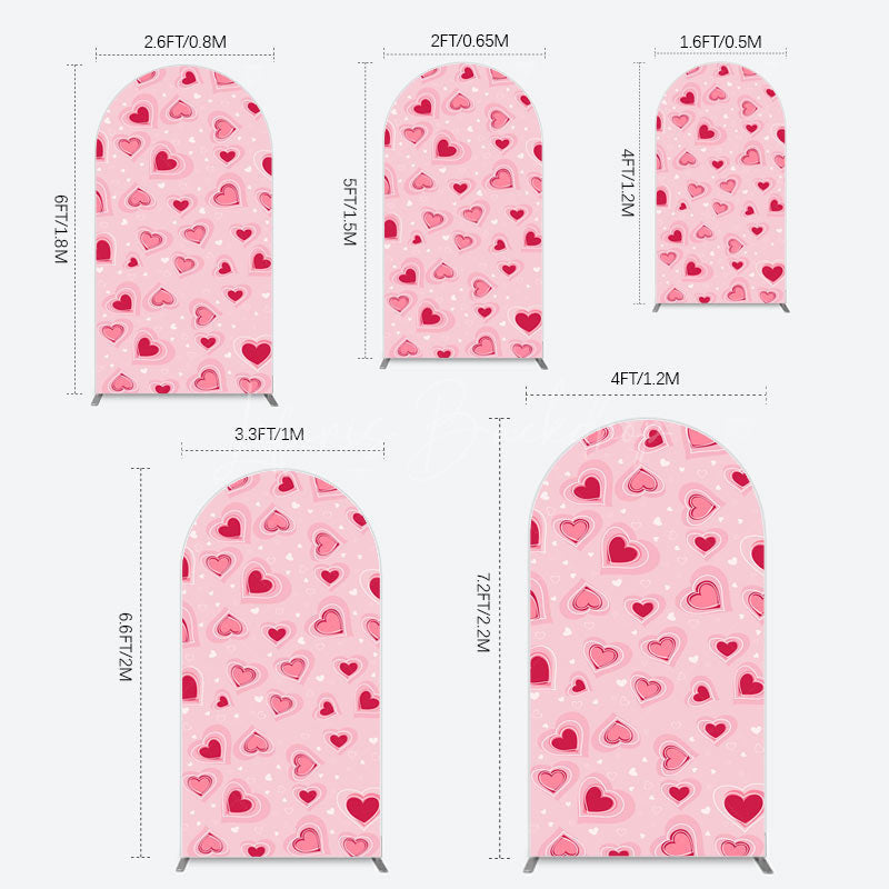 Lofaris Romantic Pink Hearts Valentines Day Arch Backdrop
