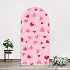 Lofaris Romantic Pink Hearts Valentines Day Arch Backdrop
