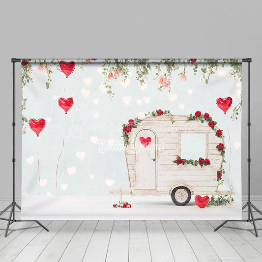 Lofaris Romantic Red Balloons Plant Rose Motorhome Backdrop