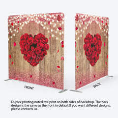 Lofaris Romantic Red Heart Rose Wooden Pillow Case Backdrop