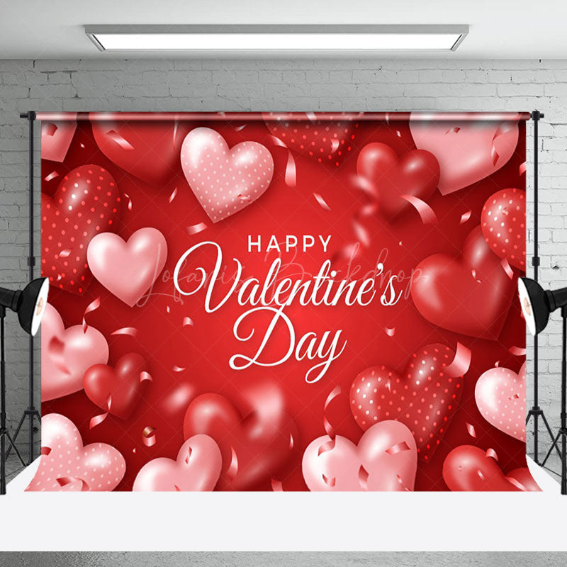 Lofaris Romantic Red Hearts Ribbon Valentines Day Backdrop