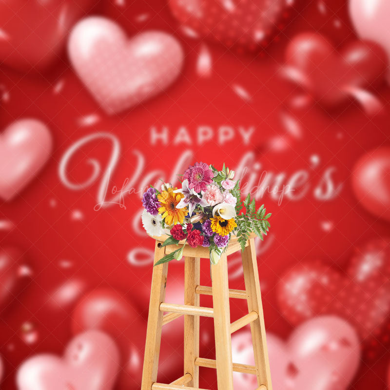 Lofaris Romantic Red Hearts Ribbon Valentines Day Backdrop