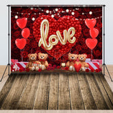 Lofaris Romantic Red Rose Bear Balloon Combo Set Backdrop