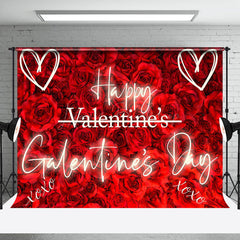 Lofaris Romantic Red Rose Gold Happy Galentines Day Backdrop