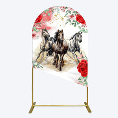 Lofaris Romantic Red Rose Horse Kentucky Derby Arch Backdrop