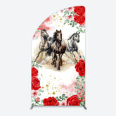 Lofaris Romantic Red Rose Horse Kentucky Derby Half Moon Arch Backdrop