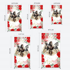 Lofaris Romantic Red Rose Horse Kentucky Derby Rectangle Backdrop