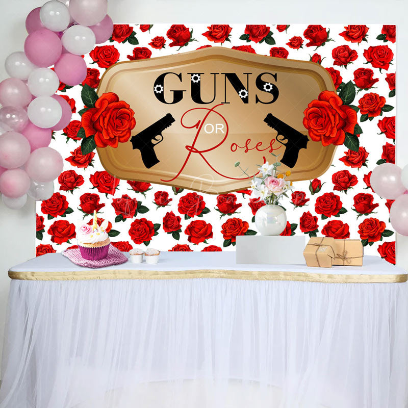 Lofaris Romantic Red Rose Pistol Baby Shower Party Backdrop